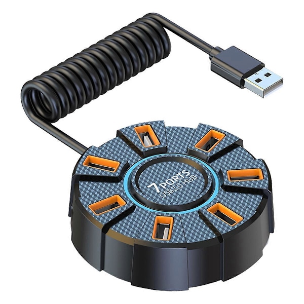 USB Splitter Strømadapter Multiple Expander til PC Laptop, 7 Porte