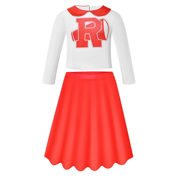 2023 New Cosdaddy Grease Rydell High Kids Cheerleader Cosplay-klänning Sportkläder för tjejer Kjol Halloween Carnival Cosplay-kostym XXL