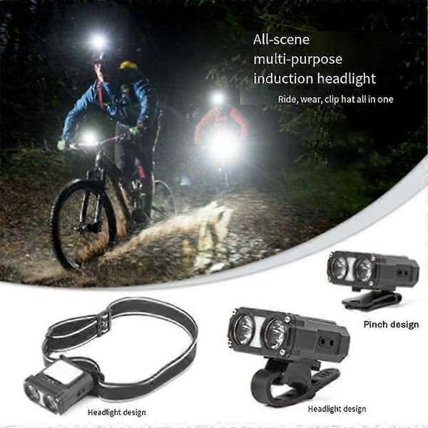 Dobbel Stråle Hatt Klemme Capslykt Mini LED Hodelykt Sensor Hodelykt USB Oppladbar Justerbar Vinkel Camping Hodelykt