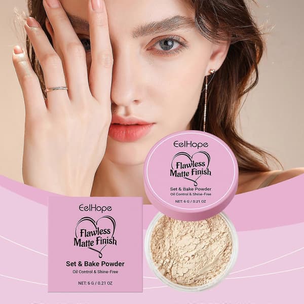 Makeup setting powder, let og klar oliekontrolpudder, let at fjerne makeup setting powder 3pcs