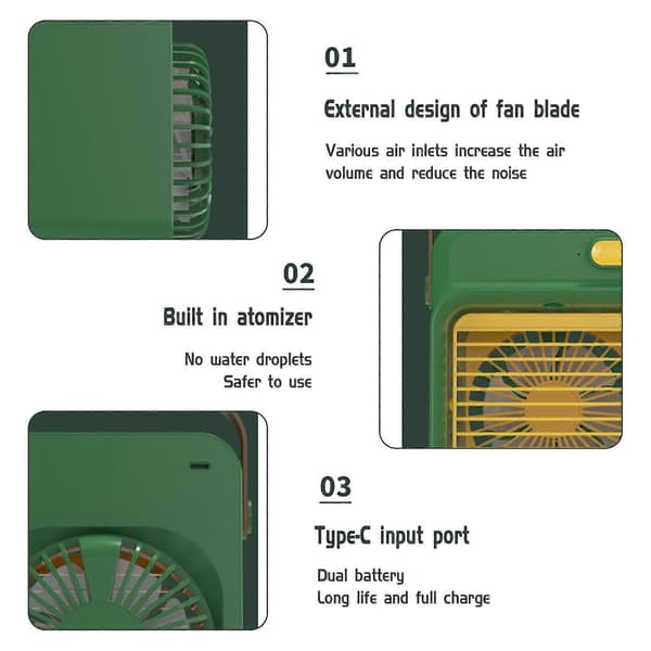 Køleventilator vandkøling lille ventilator lille aircondition ventilator plug-in bordventilator Green