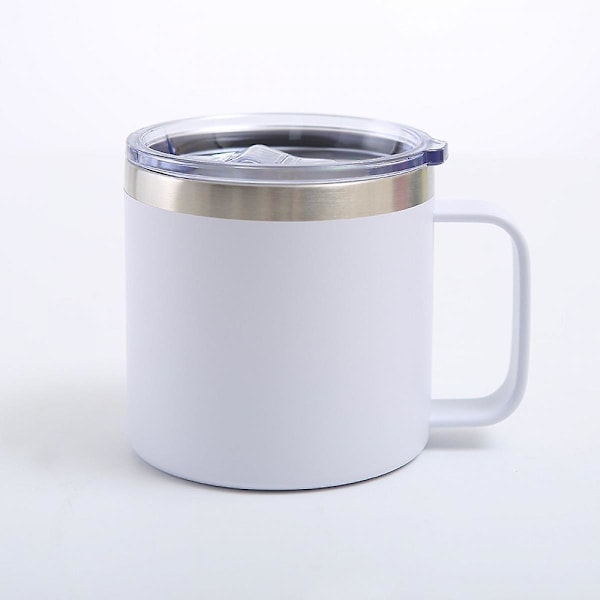 JUSCH Kaffemugg, 35 cl Kaffemugg St Muggar 304 Rostfritt Stål Foder för Familje- och Campingbruk (Vit)(WZ1623),QINWEI-389