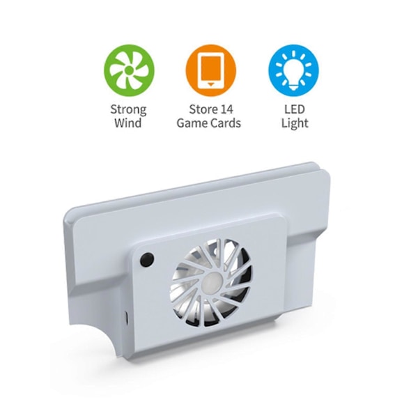 LED Kylfläktbas med Spelkortplats för Switch OLED Värd Tillbehör