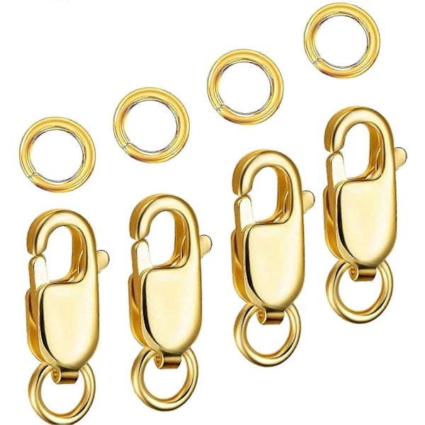 4 stk. Klo-clips 12mm 18K Guld Springringe Smykkefremstilling Lukninger Hummerskålås