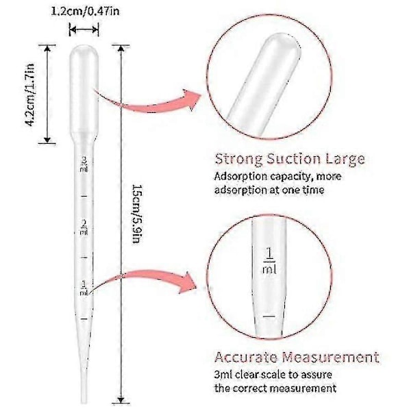 100 Stycken Pipetter, Transparenta Graderade Pipetter, Överföringspipetter