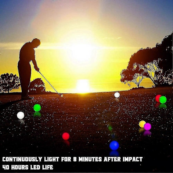 6 st LED Lysande Golfbollar, Blinkande Lysande Golfboll, Nattglöd