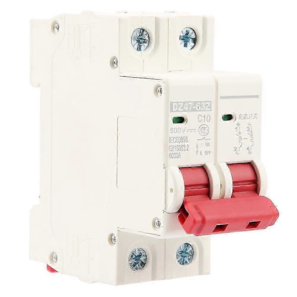 2P DC 500V 10A Mini Afbryder MCB Sikkerhedsafbryder DZ47-63Z-2P
