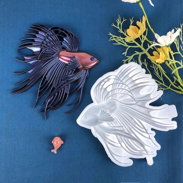 Bettafisk Silikoneform Håndlavet 3D Fisk Epoxyharpiks Støbeform Kampfisk Figur White