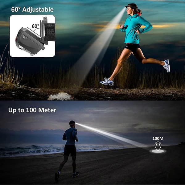 USB Oppladbar LED Hodelykt, Vanntett Lett Mini Hodelykt, Perfekt for Løping, Jogging, Fiske, Camping