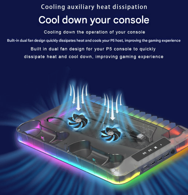 PS5 konsol kølebase opbevaring spildisk konsol controller hurtig opladningsbase White