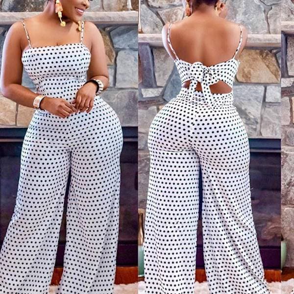 Trykk jumpsuit for kvinner (Hvit, XL)