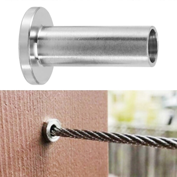 Skyddshylsor i rostfritt stål för 1/8 tums vajerräcke, trästolpar, DIY-balustrad T316 marinkvalitet 55-pack