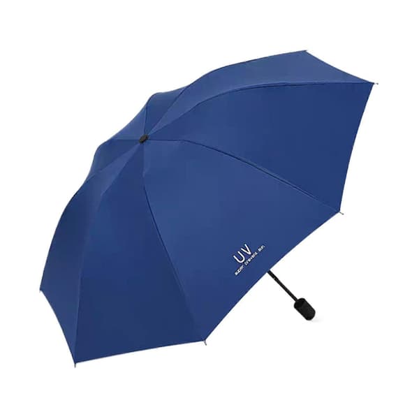 Kompakt UV-beskyttelse Trefoldig Paraply Vindtæt Regntæt til Udendørs Rejser Navy Blue A