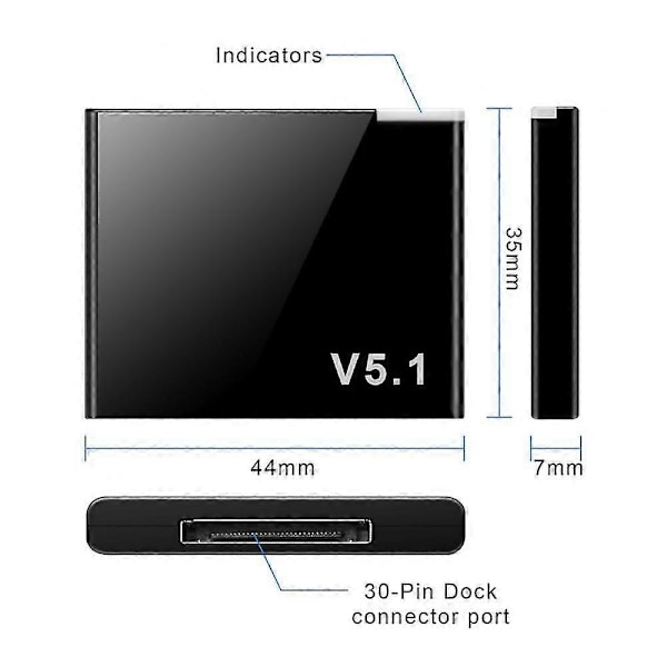 Uppgraderad version I-WAVE 30-stifts Bluetooth 5.1 ljudmottagare A2DP musik mini trådlös adapter