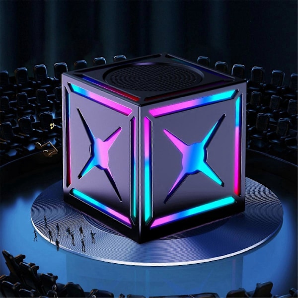 Trådlös Mini Utomhushögtalare med RGB Färgglatt Ljus Woofer Svart