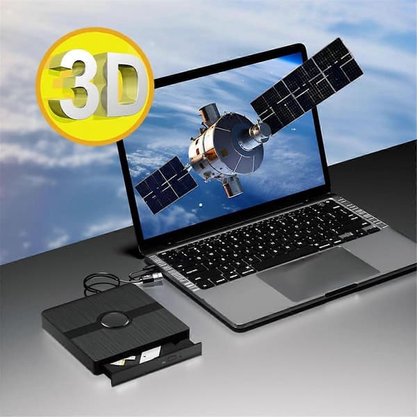 Ekstern Blu Ray-stasjon, CD/DVD-brenner med lese/skrivefunksjon, bærbar Blu-Ray-spiller for P