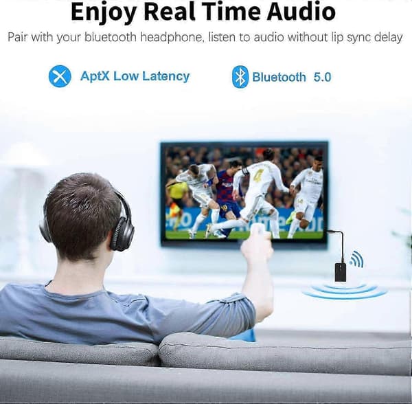 Bluetooth 5.0 Sender Mottaker for TV til Bluetooth Hodetelefoner
