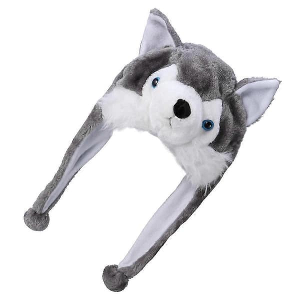 Søt Husky plysj-vinterlue for barn og voksne, grå 30x40 cm Grey