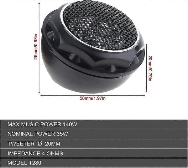 2st 140w T280 Högeffektiva Mini Dome Diskanthögtalare För Bilstereosystem