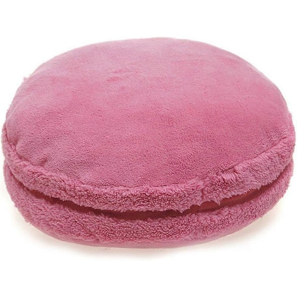 Macaron Kudde Plysch Ryggstöd Mikropärla Prydnadskudde Rund Sittdyna Heminredning Kudde 37 cm Jordgubbsfärg