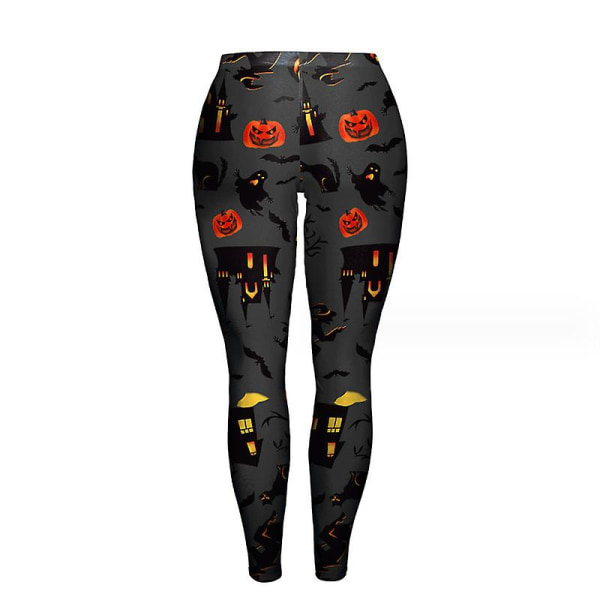 Halloween Leggings för kvinnor Roliga grafiska stretchiga byxor COLOR 1 S