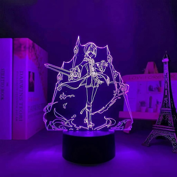 Genshin Impact Hu Tao lampa Spel Lampa 3D LED Nattlampor 16 Färgskiftande Bordslampa