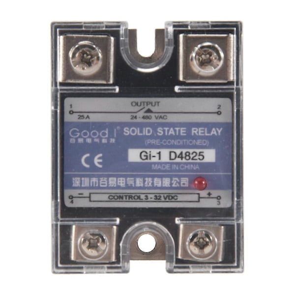 SSR 25A 3-32V DC Till 24-480V AC Enfas Solid State Relä DC Kontroll AC MGR-1 D4825 Lastspänning