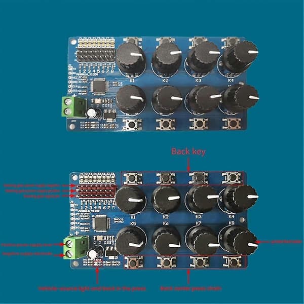 8CH Rotationsknap Servo Driver 8 Kanals/Vejs Styringskort Overstrømsbeskyttelse Servo Tester Servo Controller