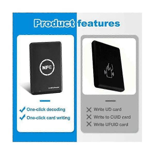 RFID NFC Kopimaskine Duplikator 13.56KHz Nøglebrik NFC Smart Card Læser Skriver 13.56MHz Krypteret Programmer USB UID T5577