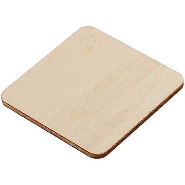 Trä Squares Koppmuggunderlägg Trähantverk Former Blanks Oavslutade Chock Trä för DIY Hantverk Bröllopsdekorationer Julpynt