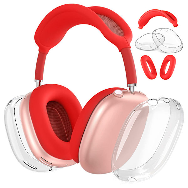 Yhteensopiva airpodsmax-kuulokekotelon kanssa tpu airpodsmax läpinäkyvä suojakotelo Red