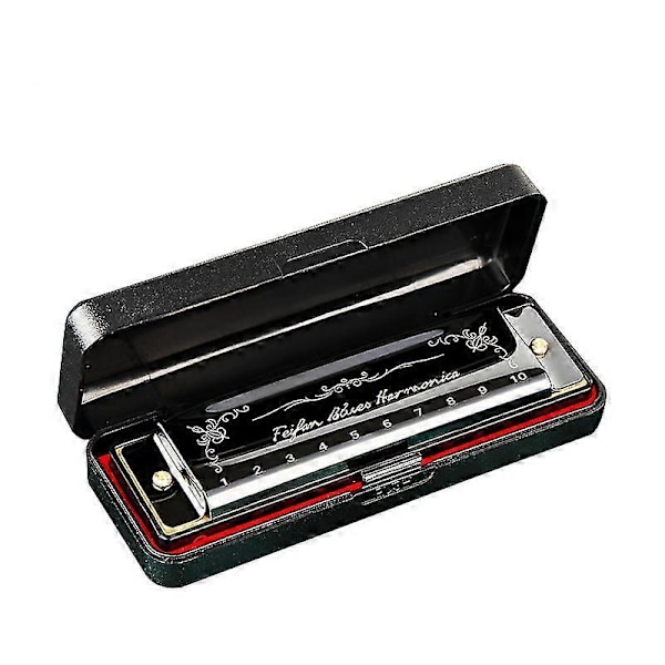 10-reikäinen 20-äänen Blues Deluxe -suupuhallin Aloittelijoille C-sävellaji - Musta
