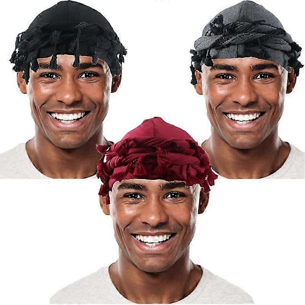 Turban for Menn Silke Satinforet Lue Twist Hodeinnpakninger Elastisk Ferdigknytt Beniee B
