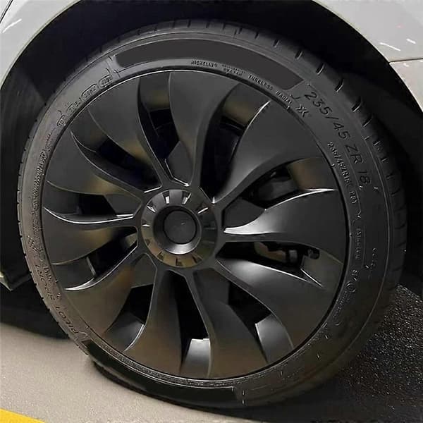 Hjulkapsel 18 tommer, Navkapsel fuld til Tesla Model 3 - Mat Sort (Venstre)