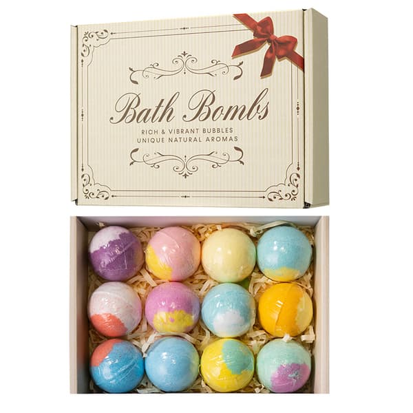 12*50g badebombe gavesett, fargerike boblebadebomber aromaterapi spa-sett påskegave til barn gutter jenter Bath salt ball set