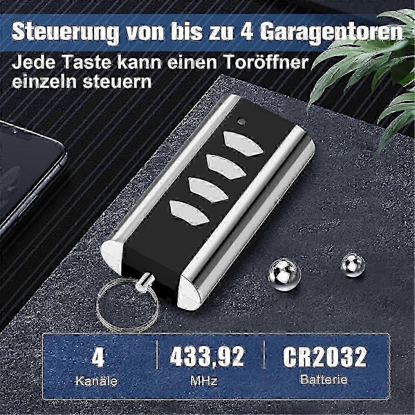 Fjernbetjening til Entrematic RCU 433-4K, RCU 433-2K, EA433 2KM, 433.92 Rullende Kode Garage Fjernbetjening 1 stk
