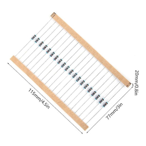 600stk Parti 1/4W 1% Metallfilm Resistor Kit 10-1M 30 Värden Sorterade Motstånd Varje 20st