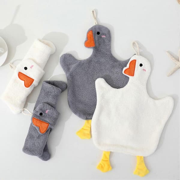 2 st gåshandduk med dubbelsidig korallfleece, absorberande design Gray & White