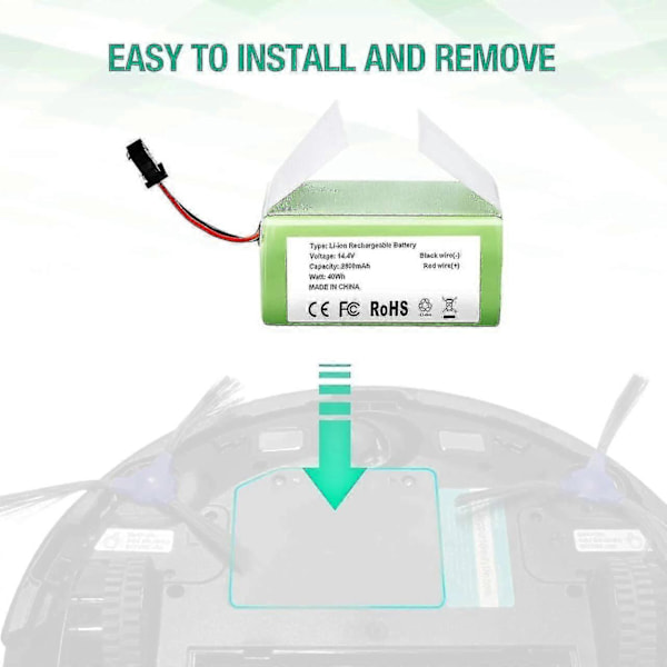 14.4v 2800mah litiumionbatteri egnet for Ecovacs Deebot N79s, n79, dn622, eufy Robovac 11