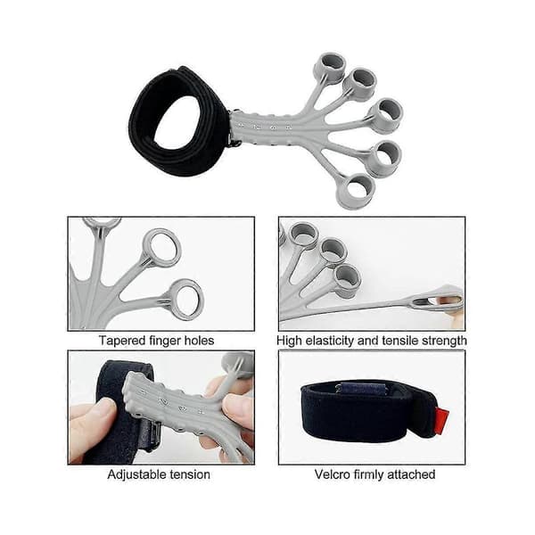 Finger Gripper Finger Exerciser Gitarr Finger Exerciser Rehabilitering Träningsutrustning Handförstärkare Grå