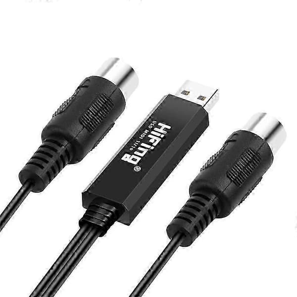 USB IN-OUT MIDI Interface Konverter/Adapter med 5-PIN DIN MIDI Kabel egnet til PC/Laptop/