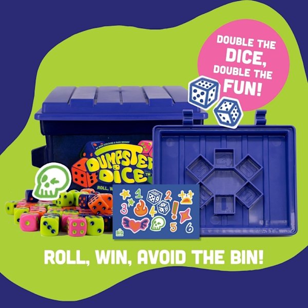 Big Discoveries Dumpster Dice Snabbt Familjespel för 4 spelare med Tärningar och Soptippstema