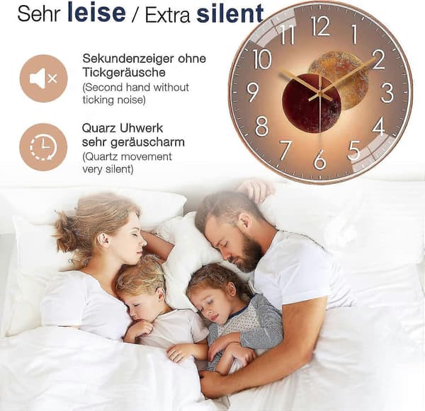 30 cm Tyst Modern Design Väggklocka - Roséguld