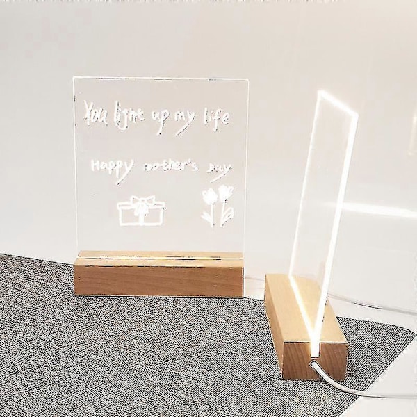 LED Akryl DIY Melding Nattlys Skrivebords Lysende Memo Notattavle