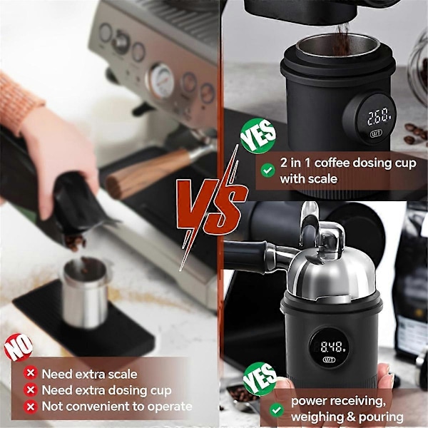 Kaffedoseringskopp med Våg - Uppladdningsbar Espressovåg 0,1g Precision, Kaffevåg för med 58mm P