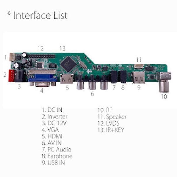 T.v53.03 Universal LCD TV Controller Driver Board V53 Analog TV Motherboard