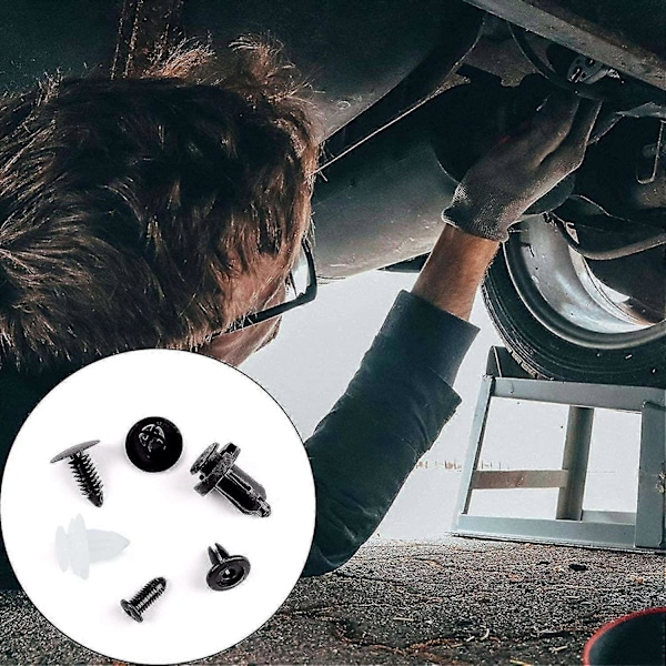 100 st Bil Kaross Trim Clips, Plast Nitar Fästen Universal Auto Svarta Nylon Clips Stötfångare Clips C