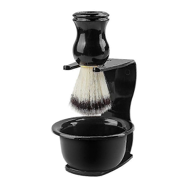 Barbersæt til mænd med barberkost, skål og stativ - Barberværktøj til ansigtsvask