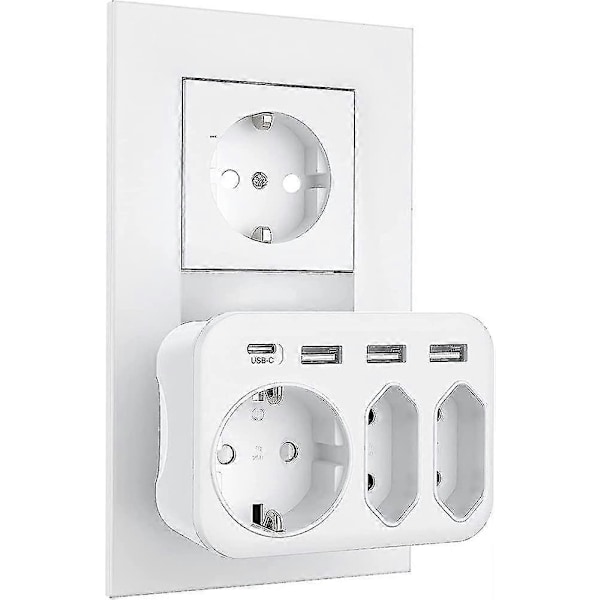 USB-pistorasia, monipistorasia 3-osainen 4000 W, jossa 3 USB-laturia 2,4 A