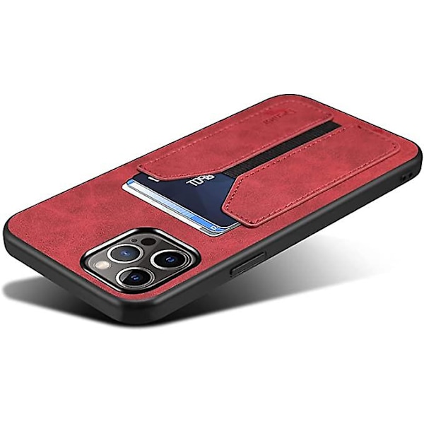 Kotelo iPhone 13 Pro:lle, PU-nahkainen lompakkokotelo luottokorttipaikalla, erittäin ohut suojakotelo iPhone 13 Pro 6,1 tuuman 2021 mallille (punainen)